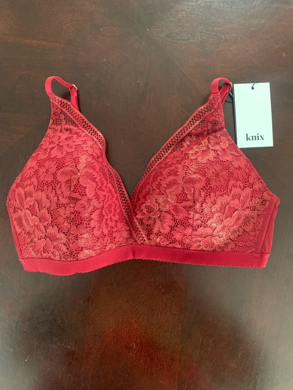 knix Red Lace Wireless Bralette NWT